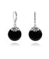 Western Style Filigree Lever Back s Black Natural Onyx Flat Round Circle Disc Dangle Drops Earrings For Women Sterling Silver Черный - фото #2