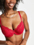 Ann Summers Fuller Bust Sexy Lace non padded plunge bra in red