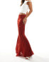 Фото #4 товара Kaiia satin fishtail maxi skirt in rust