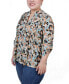 Фото #3 товара Plus Size 3/4 Roll Tab Sleeve Y-Neck Top