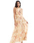 Pretty Lavish cross over ruched ruffle maxi dress in vintage floral