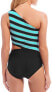 Фото #2 товара Michael Kors 237288 Womens One-Shoulder One-Piece Swimsuit Turquoise Size 10