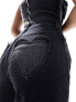 Фото #2 товара Miss Selfridge heart pocket straight leg jean in black wash