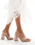 Be Mine Bridal Adilette asymmetric strap block heel sandals in blush