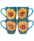 Фото #1 товара Golden Sunflowers Set of 4 Mugs