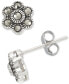 ფოტო #4 პროდუქტის 2-Pc. Set Marcasite Flower Stud Earrings (1/8 ct. t.w.) in Sterling Silver