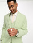 ASOS DESIGN wedding super skinny wool mix puppytooth suit jacket in sage green