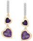 ფოტო #3 პროდუქტის Amethyst (1/3 ct. t.w.), Rose de France Amethyst (7/8 ct. t.w.) & Diamond Accent Heart Drop Earrings in 14k Gold-Plated Sterling Silver