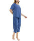 ფოტო #3 პროდუქტის Women's 2-Pc. Cropped Anchor-Print Pajamas Set