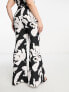 ASOS LUXE Curve co-ord flared suit trouser in black & white floral print