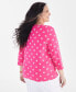 ფოტო #2 პროდუქტის Style & Co Plus Size Printed Cotton Henley Top, Created for