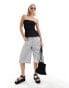 Фото #6 товара Monki mesh strapless bandeau tube top with peplum hem in black