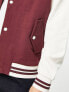 ASOS DESIGN oversized jacket in burgundy with contrast sleeves and tipping