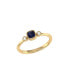 ფოტო #1 პროდუქტის Cushion Sapphire Gemstone Round Natural Diamond 14K Yellow Gold Birthstone Ring