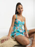 Фото #1 товара ASOS DESIGN pleated waist corset mini sundress in blue floral print