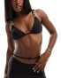 Simmi chunky gold chain strap triangle bikini top co-ord in black