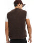 Фото #4 товара ASOS DESIGN knitted relaxed fisherman rib v neck tank in brown