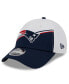 Фото #3 товара Men's White, Navy New England Patriots 2023 Sideline 9FORTY Adjustable Hat