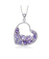 Фото #1 товара Sterling Silver with White Gold Plating Purple Oval with Clear Round Cubic Zirconia Open Heart Necklace