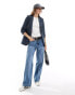 Pieces ruched sleeve blazer in ombre blue