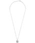 ფოტო #4 პროდუქტის Diamond Round & Baguette Square Halo Cluster Pendant Necklace (1 ct. t.w.) in 14k White Gold, 16" + 2" extender, Created for Macy's