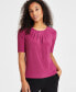 ფოტო #1 პროდუქტის Women's Crewneck Elbow-Length-Sleeve Blouse