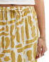 Фото #5 товара ASOS DESIGN tie waist midi skirt in mustard squiggle print