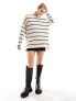 New Look long sleeve knitted top in cream and black stripe