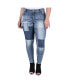 Фото #1 товара Plus Size Women's Patchwork Stretch Denim Premium Jeans