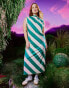 ASOS DESIGN high neck column maxi dress in green stripe Зеленый, 32 - фото #1