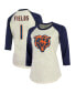 Фото #2 товара Women's Justin Fields Cream and Navy Chicago Bears Player Name Number Raglan 3 and 4-Sleeve T-Shirt