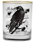 Фото #2 товара 14-Ounce 22 Carat Gold-Tone Rim DOF (Double Old Fashioned) Glass Set of 4 - Spooky Raven