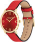 ფოტო #2 პროდუქტის Women's Elliot Red Leather Strap Watch 36mm