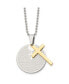 ფოტო #1 პროდუქტის Brushed Yellow IP-plated 2 Piece Lords Prayer Cross Ball Chain Necklace