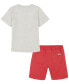ფოტო #2 პროდუქტის Toddler Boys Repeat Logo V-neck T-shirt and Twill Shorts