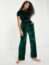 Фото #2 товара Missguided Tall velvet pyjama set in green