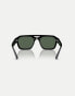 Фото #2 товара Ray-Ban corrigan irregular sunglasses in black with green lens in black