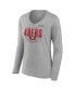 Women's Heather Gray San Francisco 49ers Super Bowl LVIII Quick Pass Long Sleeve V-Neck T-shirt