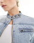 Фото #2 товара Lioness denim moto jacket in washed blue