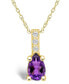 ფოტო #1 პროდუქტის Amethyst (7/8 Ct. T.W.) and Diamond Accent Pendant Necklace in 14K Yellow Gold