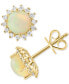 ფოტო #1 პროდუქტის EFFY® Ethiopian Opal (1-1/5 ct. t.w.) & Diamond (1/5 ct. t.w.) Stud Earrings in 14k Gold