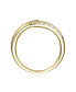 14k Yellow Gold Plated with Cubic Zirconia Bypass Stacking Ring in Sterling Silver