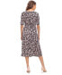 Women's Printed Elbow-Sleeve Midi Dress