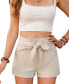 ფოტო #1 პროდუქტის Women's Woven Tie Waist Straight Leg Shorts