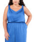 ფოტო #3 პროდუქტის Plus Size Cinched Waist Wide Leg Jumpsuit