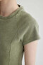A Kesim Fitilli Kaşkorse Mini Kısa Kollu Yıkamalı Soluk Efektli Elbise C1700ax24sp