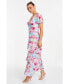 Women's Chiffon Floral V-Neck Frill Maxi Dress