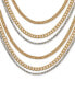 Two-Tone Crystal & Chain Multi-Row Statement Necklace, 17" + 3" extender