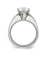 Titanium Polished with 14k Gold Inlay Accent CZ Ring