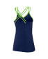 Фото #2 товара Women's College Navy Seattle Seahawks Go For It Strappy Crossback Tank Top